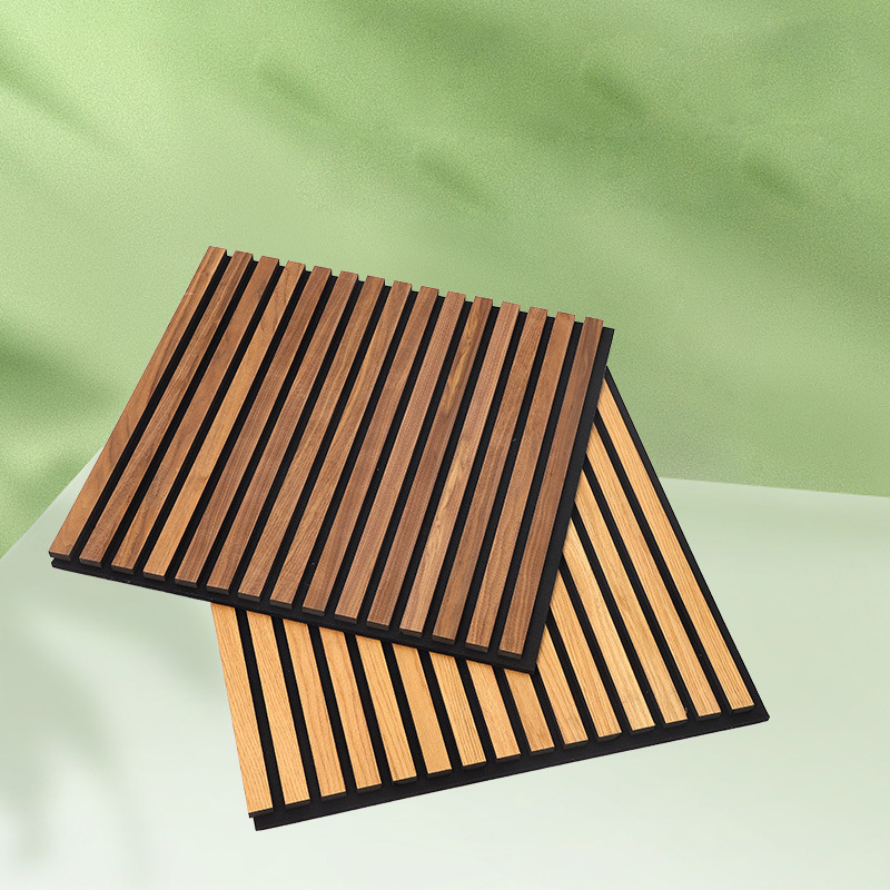 Wood Strip Polyester Fiber Sound-Absorbing Board for Meeting & Piano Rooms Wooden Trough Wall Decoration & Soundproof Function