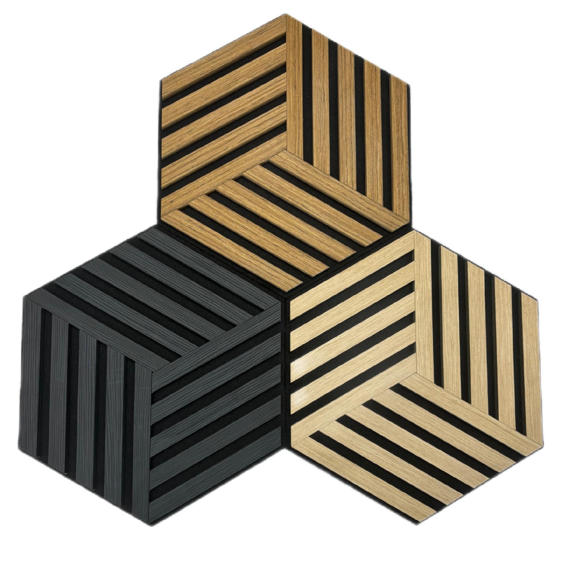 Modern Design Hexagon Acoustic Wall Panel Self-Adhesive 3D Wood Veneer for Soundproof Apartment Sound Advantage