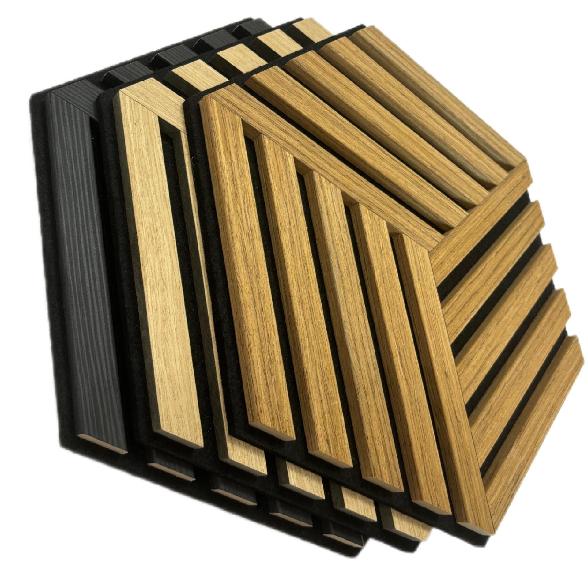 Modern Design Hexagon Acoustic Wall Panel Self-Adhesive 3D Wood Veneer for Soundproof Apartment Sound Advantage