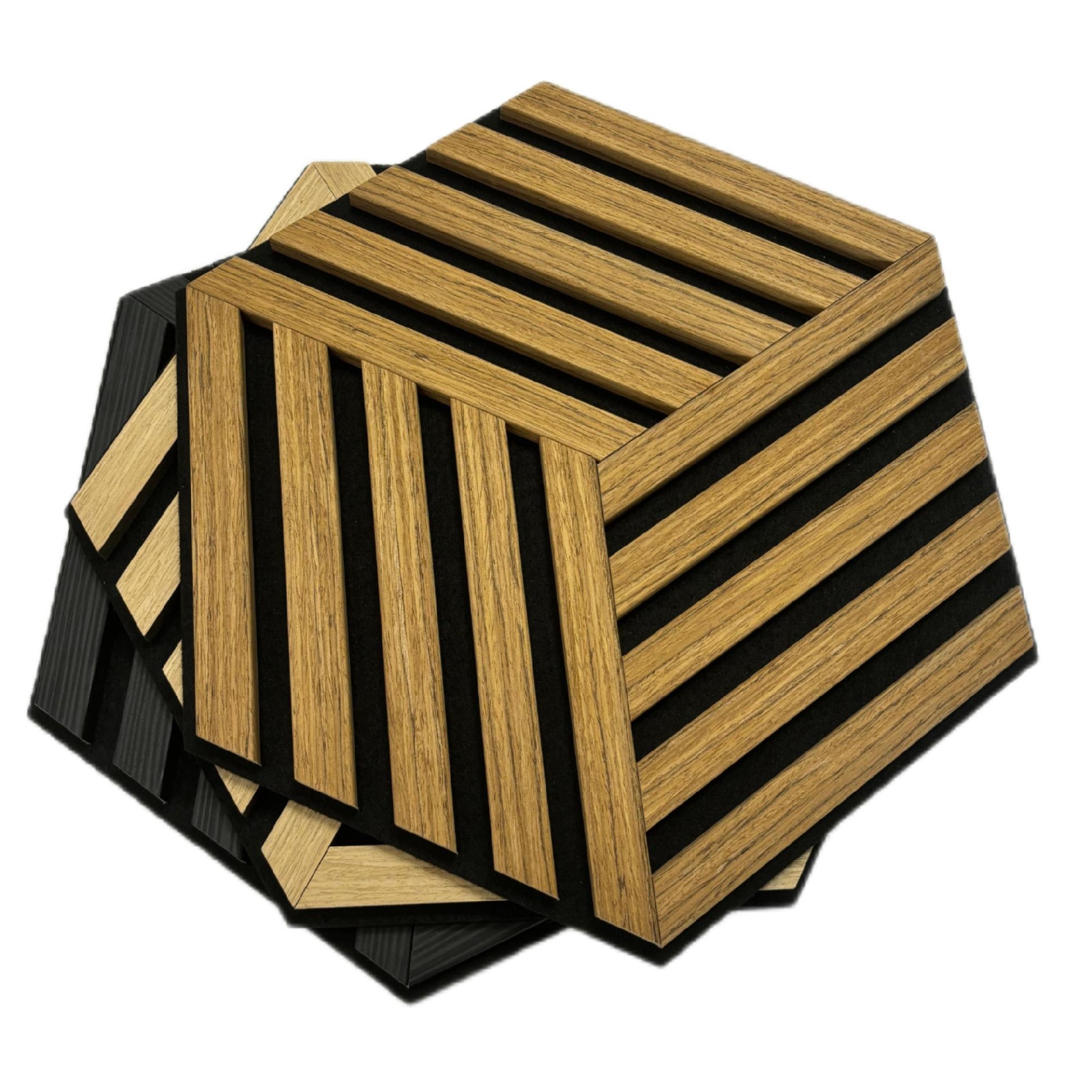 Modern Design Hexagon Acoustic Wall Panel Self-Adhesive 3D Wood Veneer for Soundproof Apartment Sound Advantage