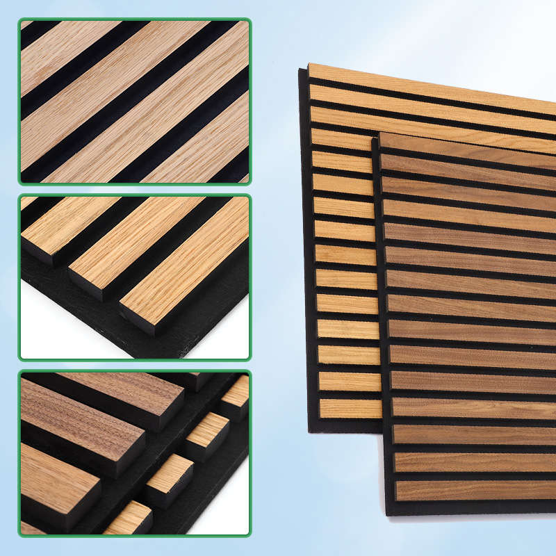 Wood Strip Polyester Fiber Sound-Absorbing Board for Meeting & Piano Rooms Wooden Trough Wall Decoration & Soundproof Function